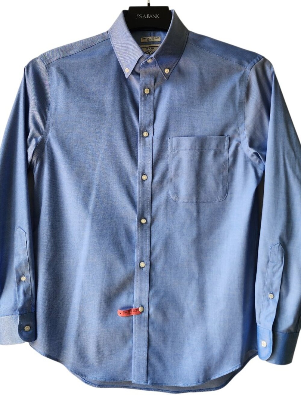 15.5 33 Dress Shirt Blue Slim Fit Non Iron 1905 Jos A Bank Button Down Collar Sz